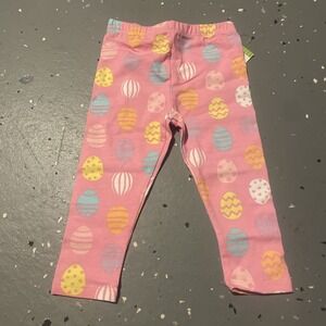 Girl's Toddler, Pink Leggings  with Colorful Easter Eggs, Size: 6-9 Months, NWT